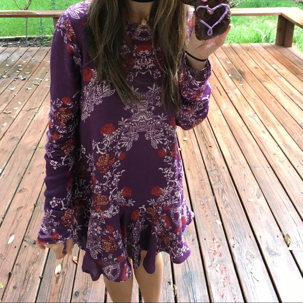 Free People Smooth Talker Purple Floral Mini Dress